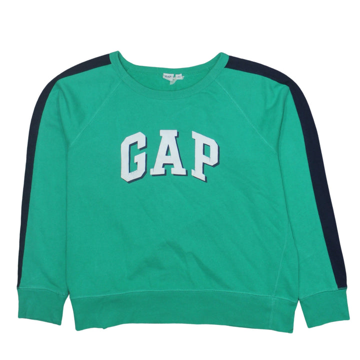 GAP Women's Green Crew Neck Pullover Sweatshirt XL Logo Print