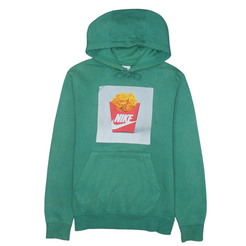 Nike Men's Green XS Pullover Hoodie with Funny Fries Print