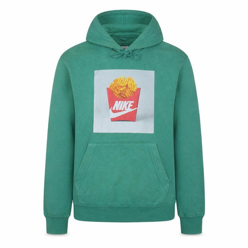 Nike Men's Green XS Pullover Hoodie with Funny Fries Print