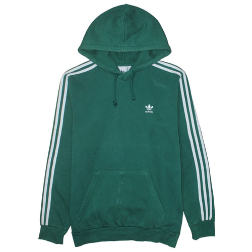 Adidas Men’s Green Pullover Hoodie Small Logo Hooded Sweatshirt