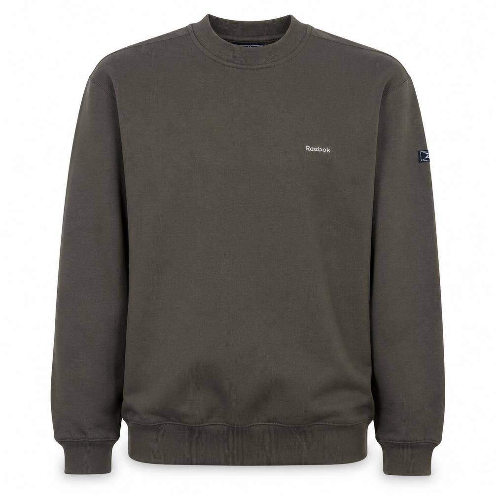 Front view of Reebok Men's Green Pullover Sweatshirt M Crew Neck Fleece