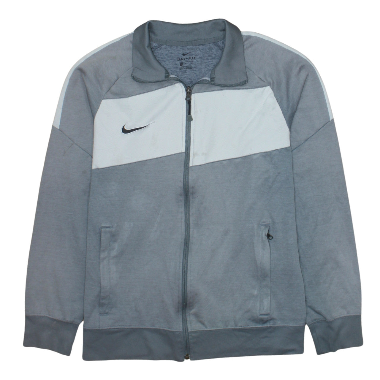 Nike Men's Grey Dri-Fit Full Zip Sports Sweatshirt M