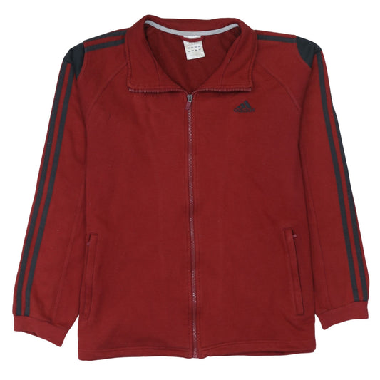 Adidas Men Red Full Zip Fleece Sweatshirt Jacket Size L