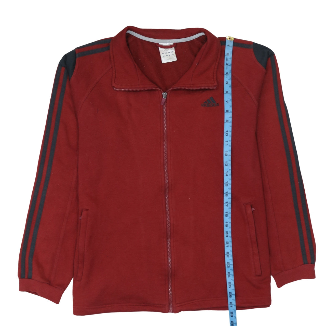 Adidas Men Red Full Zip Fleece Sweatshirt Jacket Size L