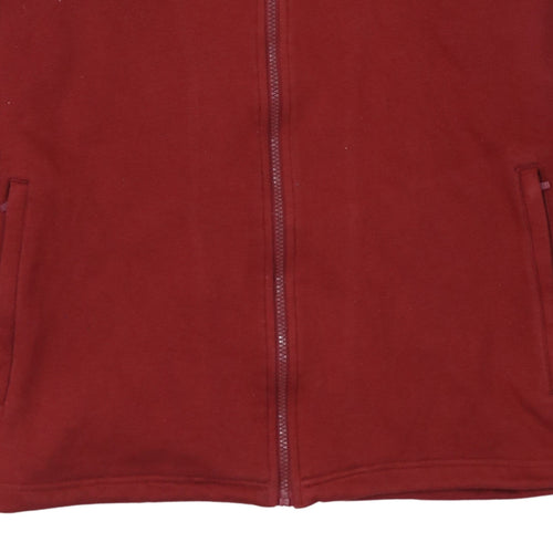 Adidas Men Red Full Zip Fleece Sweatshirt Jacket Size L