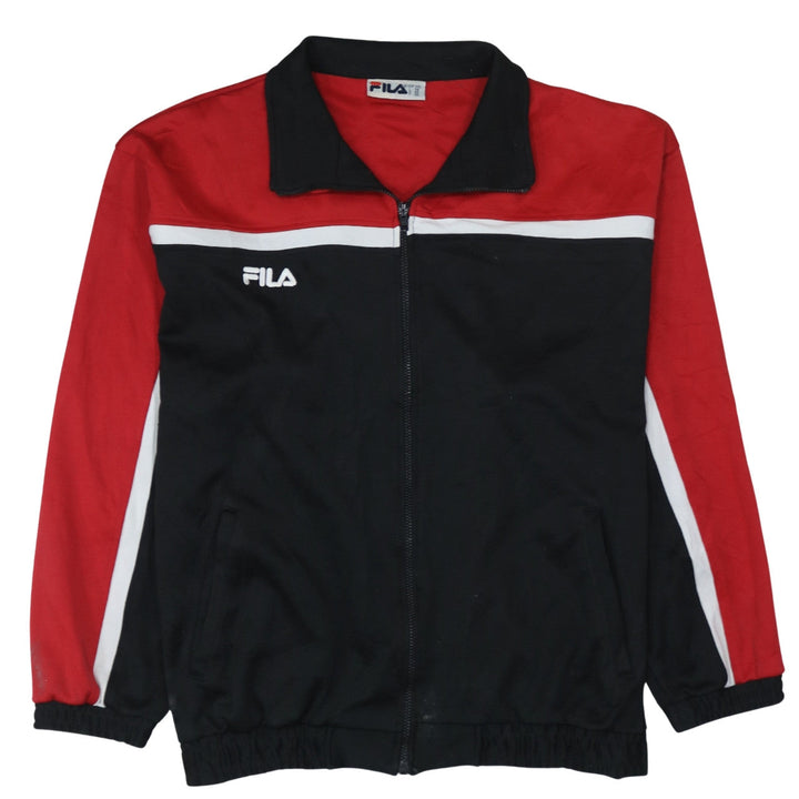 FILA Mens Black Red Full Zip Sports Sweatshirt 2XL