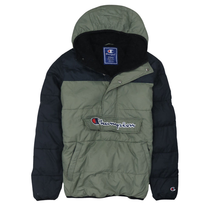 Champion Men's Green Hooded Puffer Jacket Medium