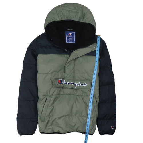 Champion Men's Green Hooded Puffer Jacket Medium