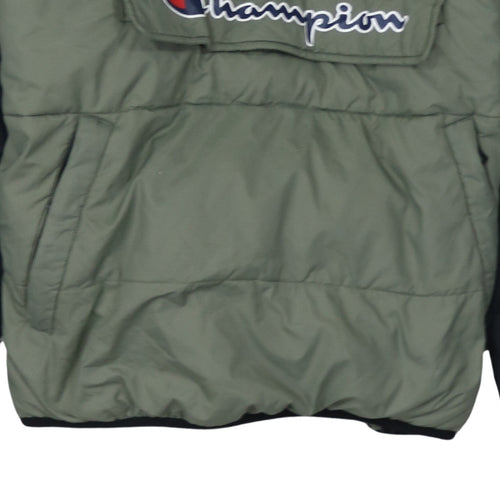 Champion Men's Green Hooded Puffer Jacket Medium