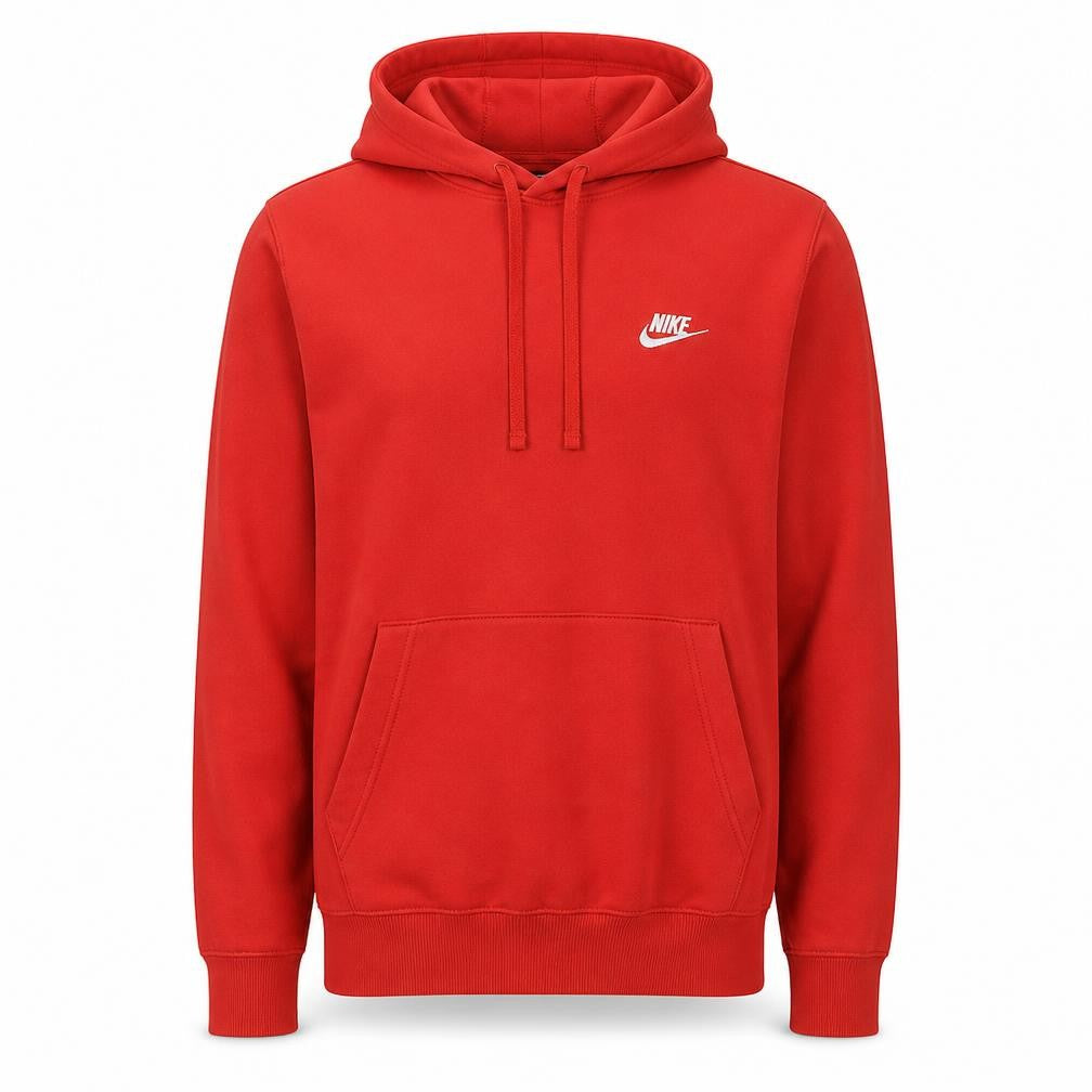 Front view of Nike Men's Red Pullover Hoodie, size S, Fleece Sportswear