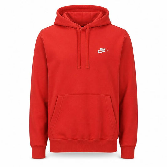 Front view of Nike Men's Red Pullover Hoodie, size S, Fleece Sportswear