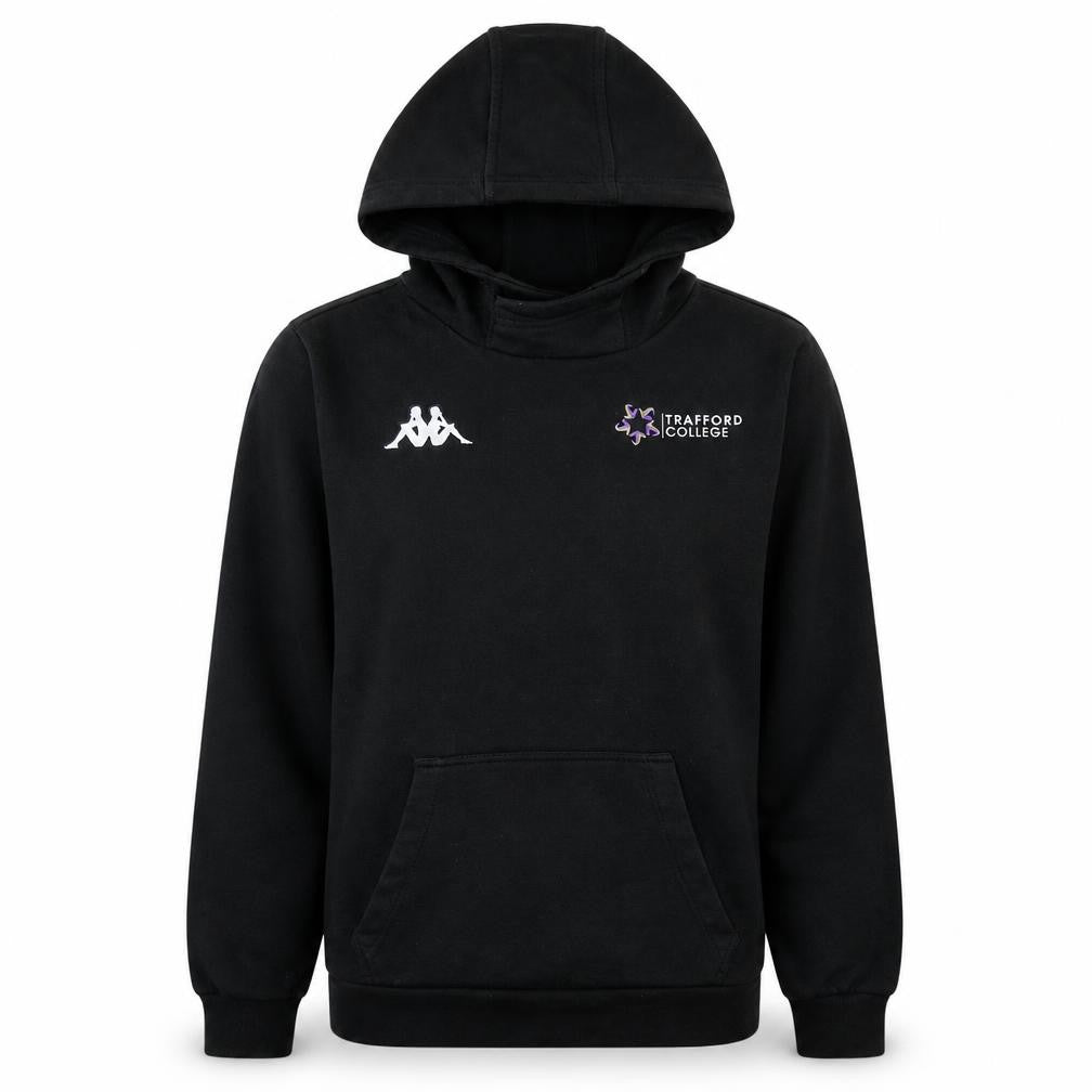 Front view of Kappa Men's Black Small Pullover Hoodie Trafford College Fleece