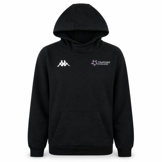 Front view of Kappa Men's Black Small Pullover Hoodie Trafford College Fleece