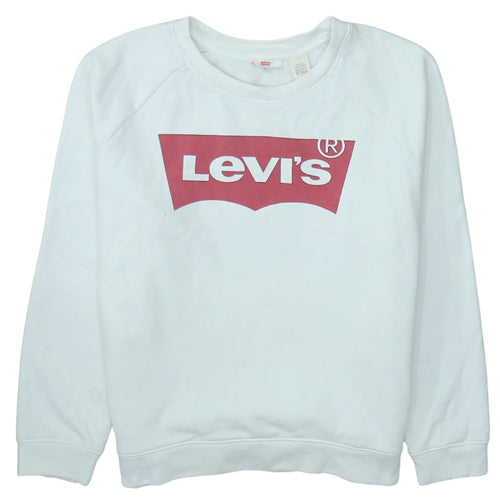 Levi's Womens White Logo Crew Neck Pullover Sweatshirt Size M