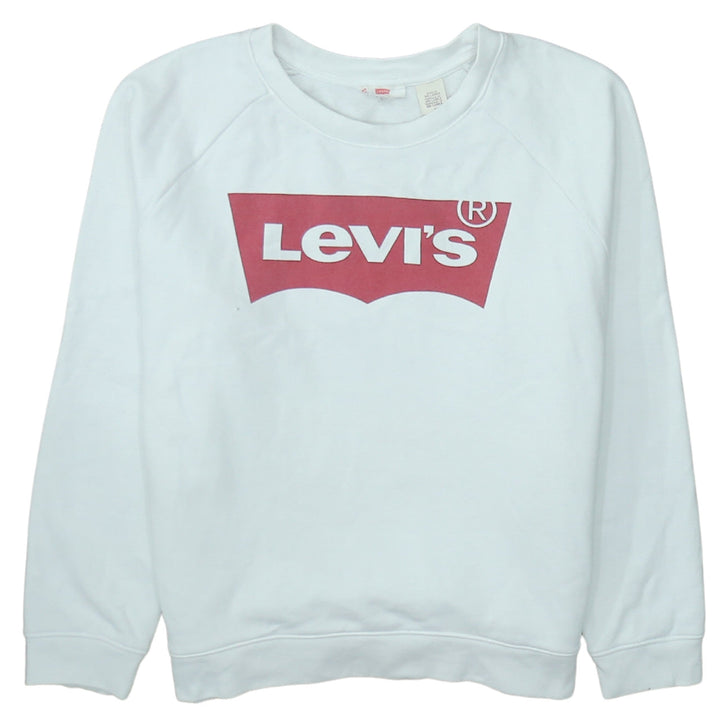 Levi's Womens White Logo Crew Neck Pullover Sweatshirt Size M