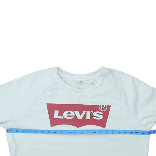Levi's Womens White Logo Crew Neck Pullover Sweatshirt Size M