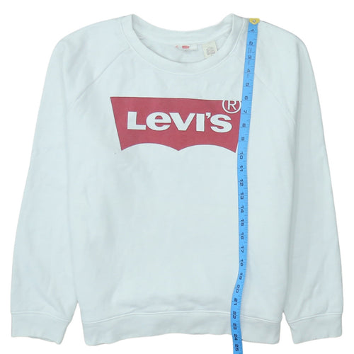 Levi's Womens White Logo Crew Neck Pullover Sweatshirt Size M
