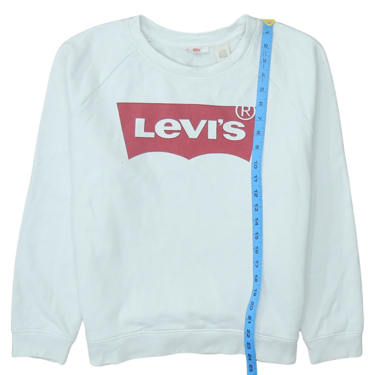 Levi's Womens White Logo Crew Neck Pullover Sweatshirt Size M