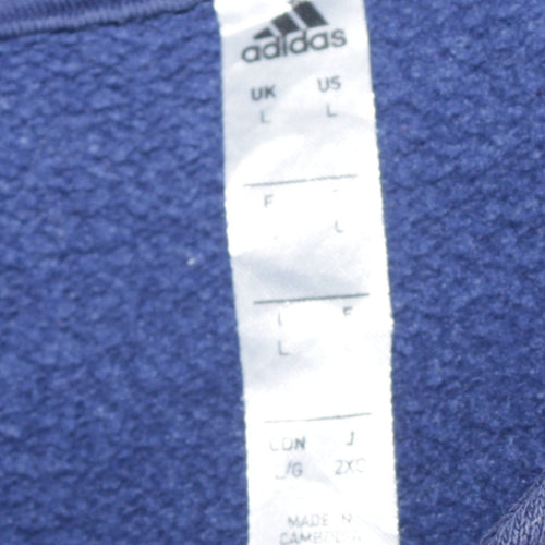 Adidas Men's Blue Pullover Hoodie Size L Regular Fit Sportswear