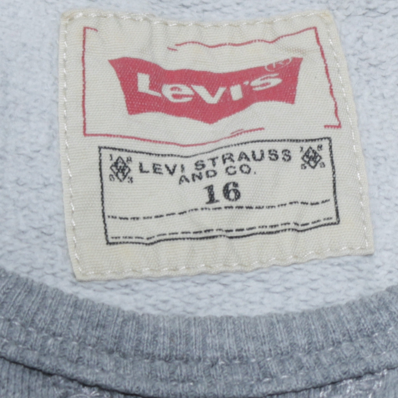 Levi's Boys Grey Logo Pullover Sweatshirt Size 16 Years Crew Neck