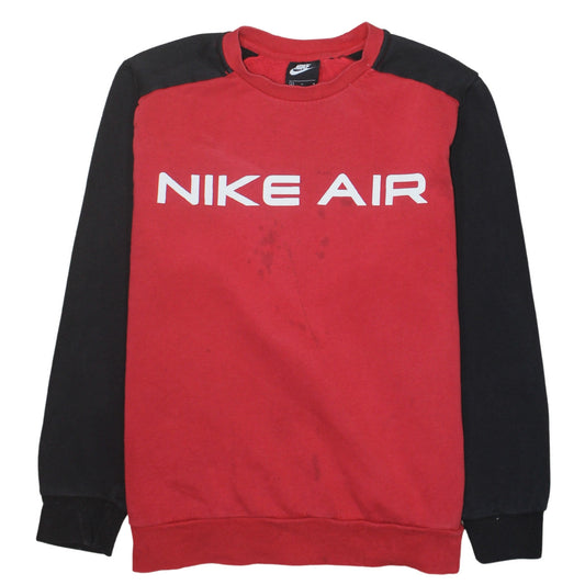 Nike Air Mens Red Black Crew Neck Pullover Sweatshirt Size M