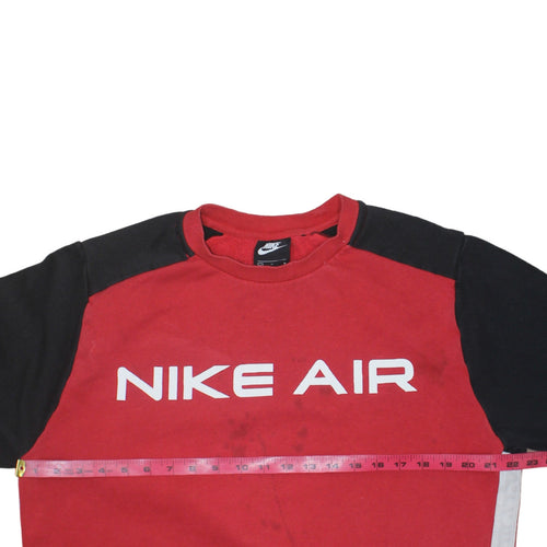 Nike Air Mens Red Black Crew Neck Pullover Sweatshirt Size M