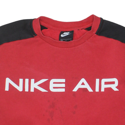 Nike Air Mens Red Black Crew Neck Pullover Sweatshirt Size M