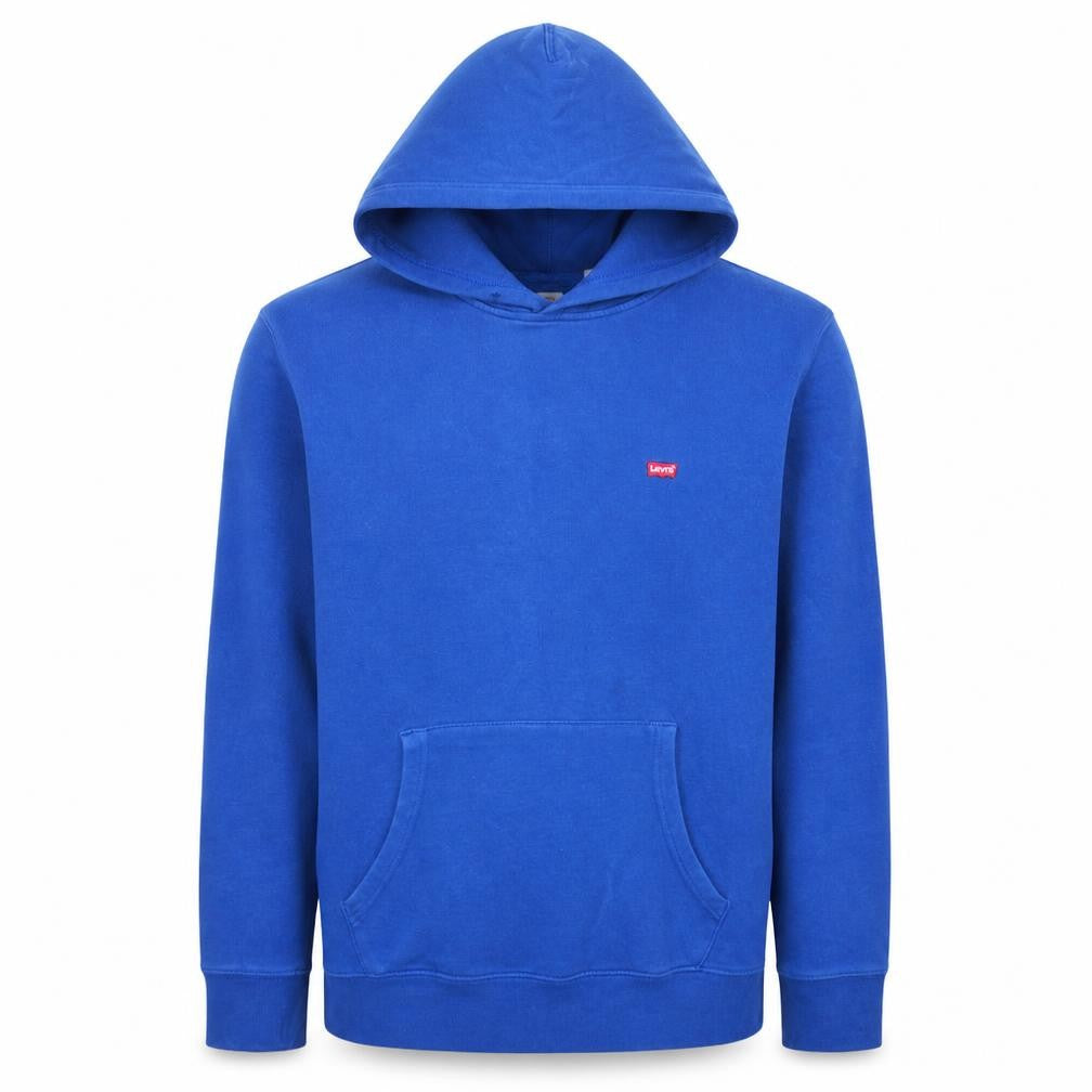Front view of Levi's men’s blue pullover hoodie medium regular fit fleece