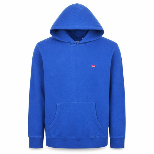 Front view of Levi's men’s blue pullover hoodie medium regular fit fleece