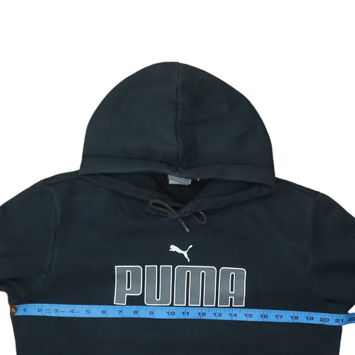 Puma Womens Black Small Pullover Hoodie with Logo Print