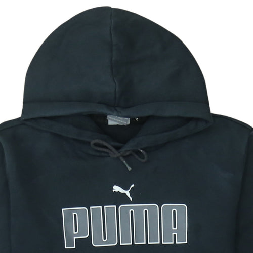 Puma Womens Black Small Pullover Hoodie with Logo Print