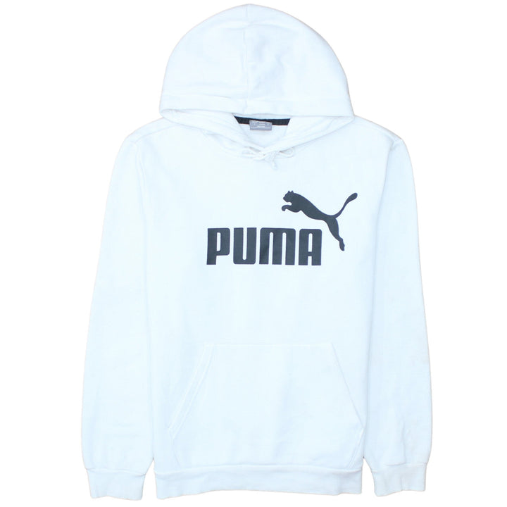 Puma Mens White Small Pullover Hoodie Logo Fleece Sweatshirt