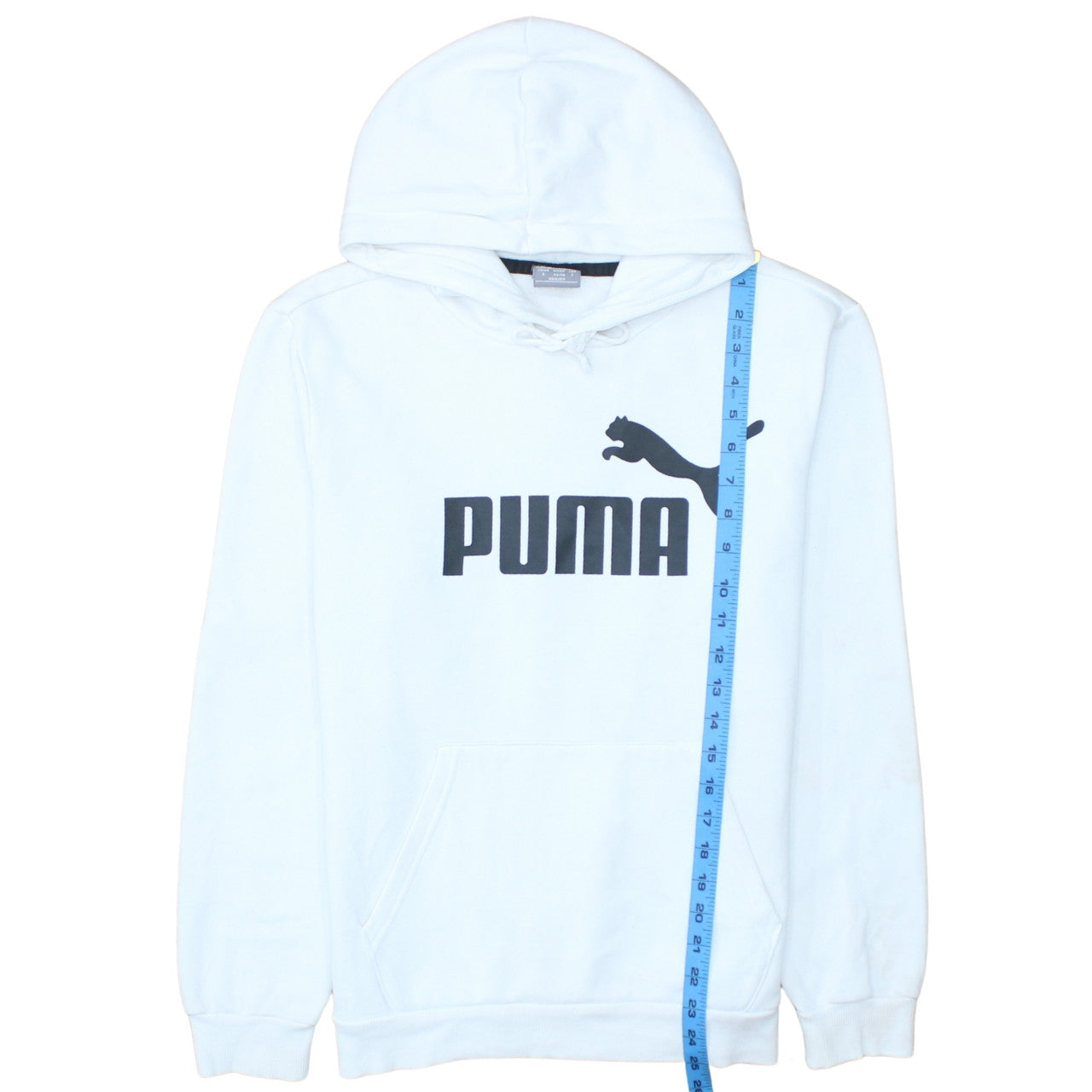 Puma Mens White Small Pullover Hoodie Logo Fleece Sweatshirt