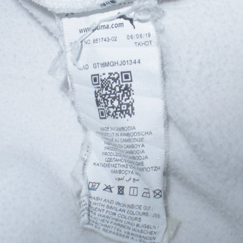 Puma Mens White Small Pullover Hoodie Logo Fleece Sweatshirt