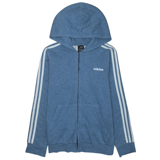 Adidas Women's Blue Full Zip Hoodie Size L 16-18 Casual Sportswear