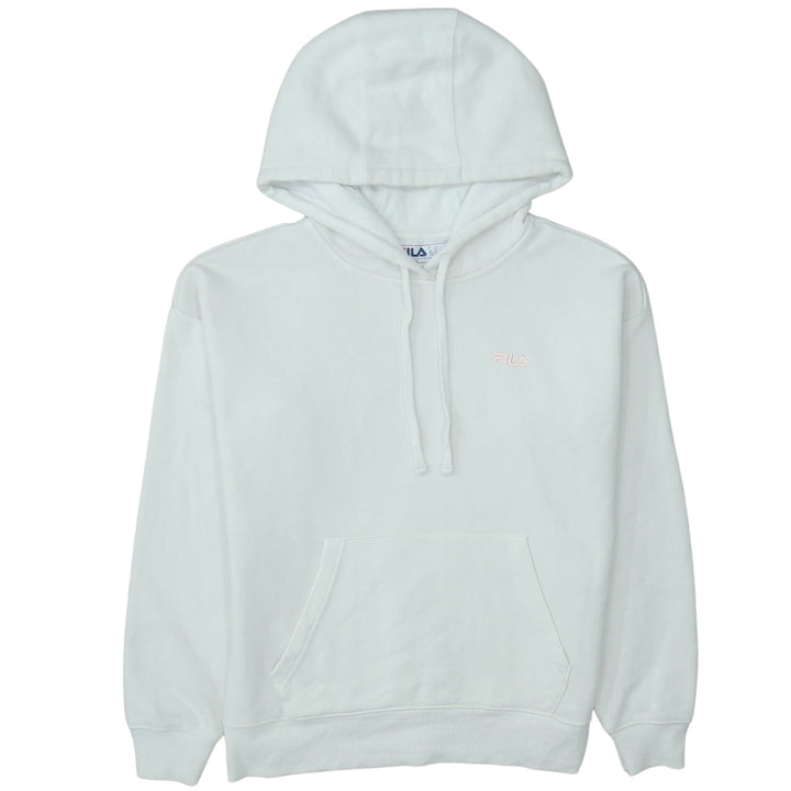 Fila Womens White Hooded Pullover Sweatshirt Size M Cotton Blend