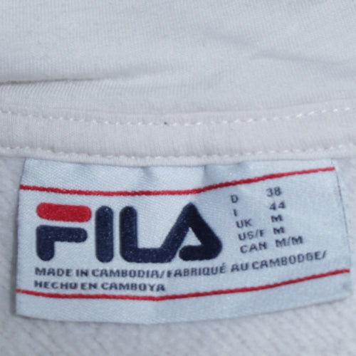 Fila Womens White Hooded Pullover Sweatshirt Size M Cotton Blend