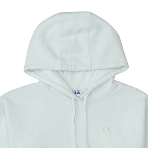 Fila Womens White Hooded Pullover Sweatshirt Size M Cotton Blend