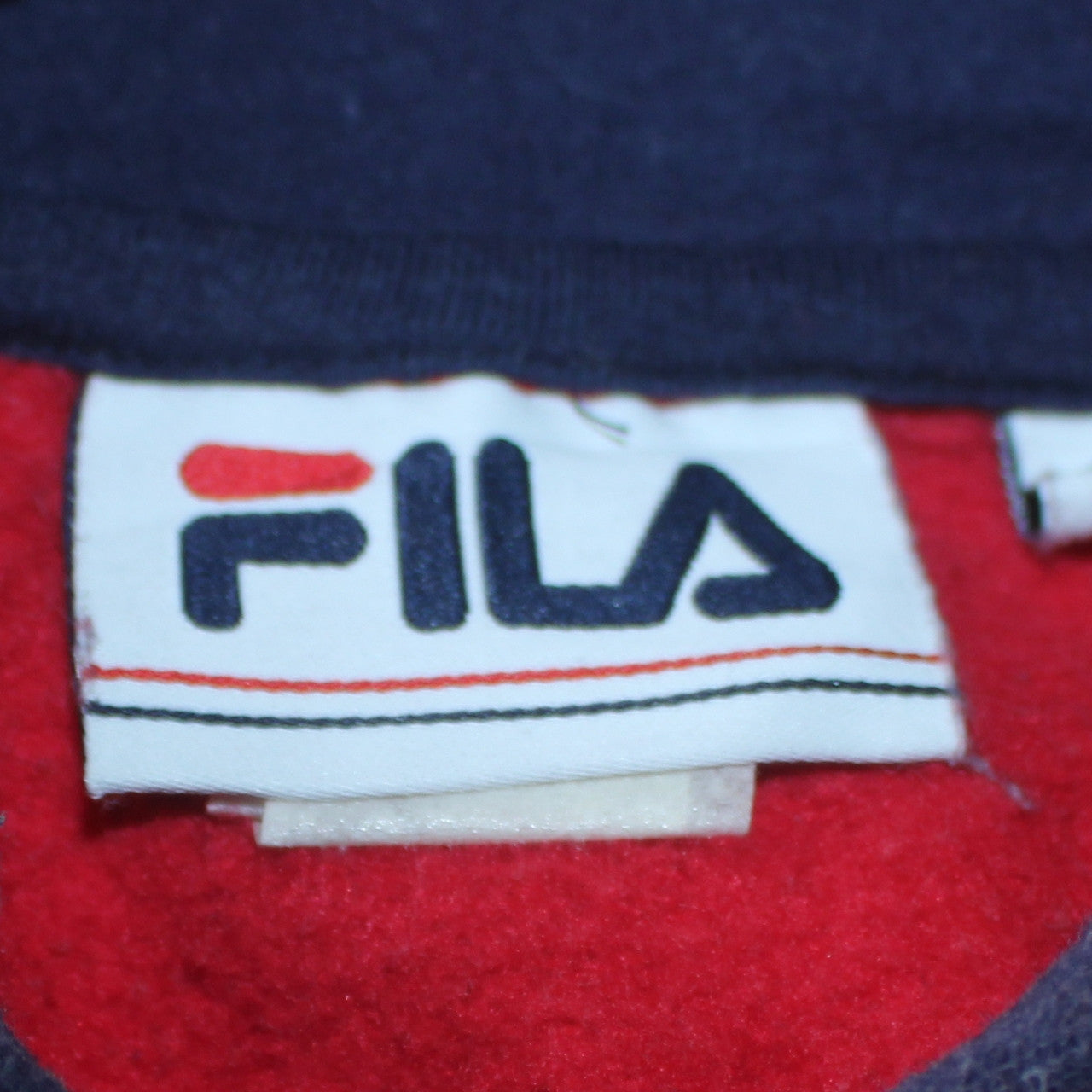 Fila Womens Red Blue Logo Hoodie Pullover Cotton Blend Size M