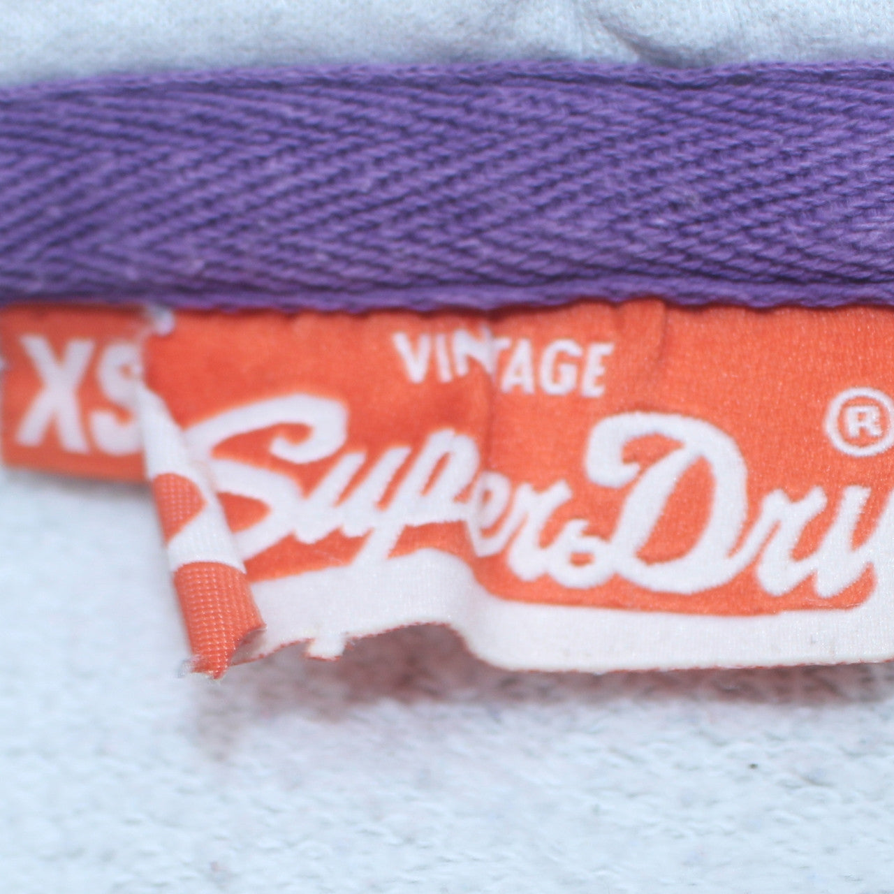 Superdry Womens Grey XS Pullover Hoodie with Purple Logo Print