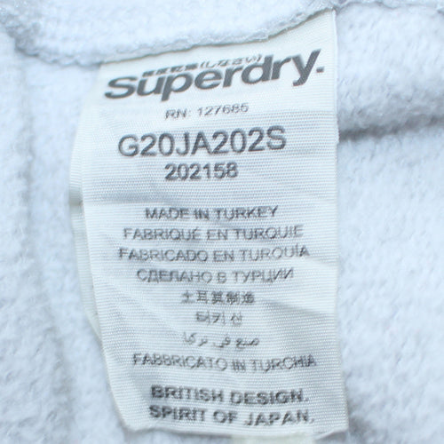 Superdry Womens Grey XS Pullover Hoodie with Purple Logo Print