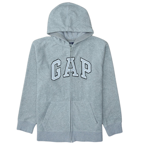 GAP Kids Boys Grey Full Zip Hoodie – Size 13 Years – Classic Logo Style