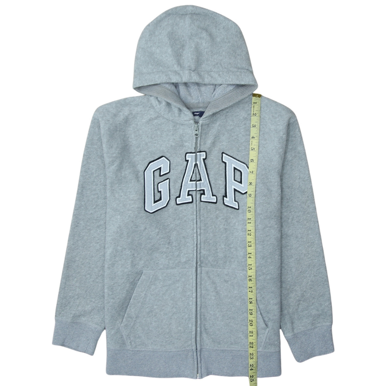 GAP Kids Boys Grey Full Zip Hoodie – Size 13 Years – Classic Logo Style