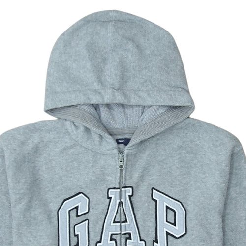 GAP Kids Boys Grey Full Zip Hoodie – Size 13 Years – Classic Logo Style