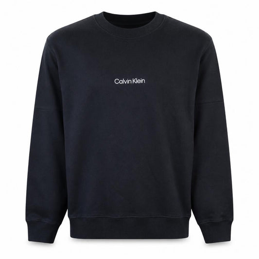 Front view of Calvin Klein Men's Black Logo Pullover Sweatshirt M