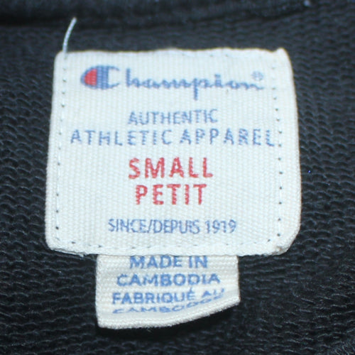 Champion Men's Black Small Crew Neck Embroidered Sweatshirt