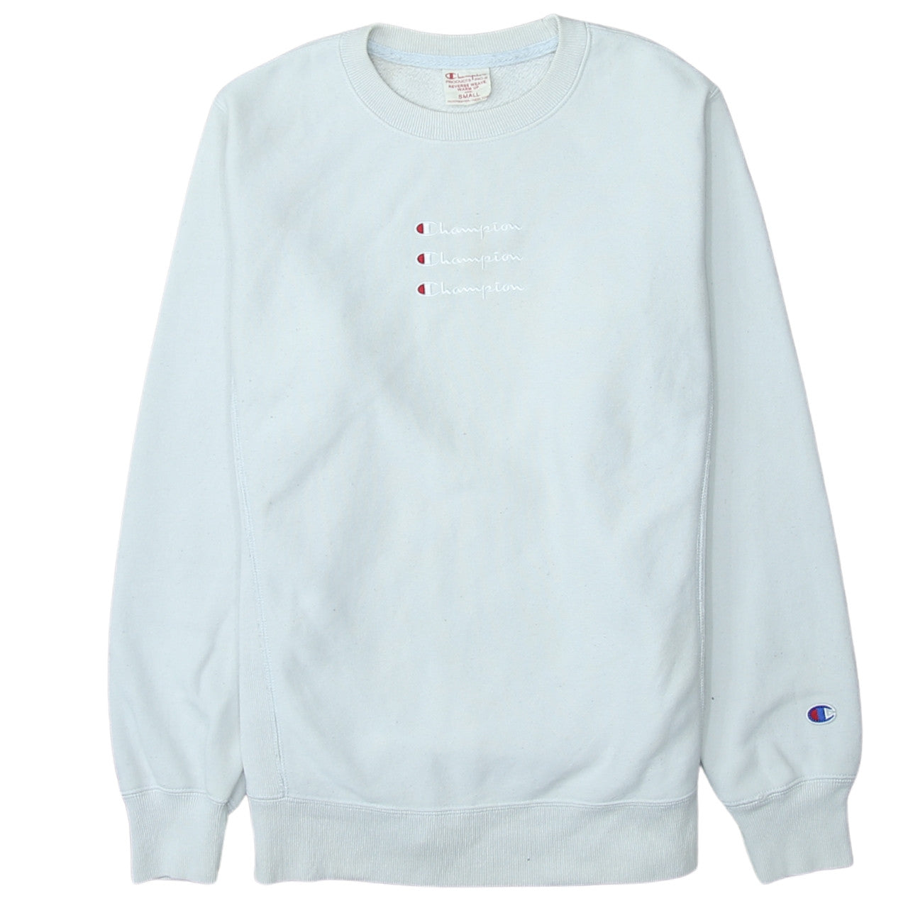 Champion Men's White Small Reverse Weave Pullover Sweatshirt