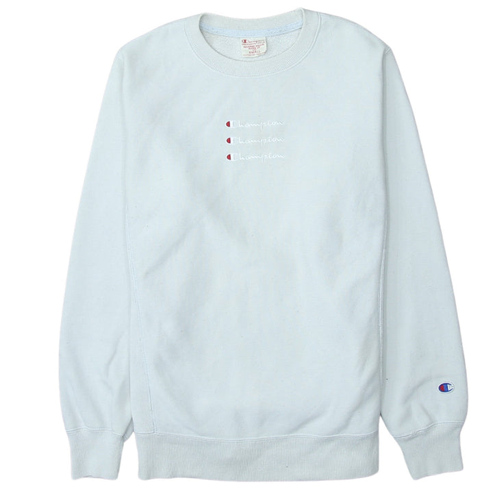 Champion Men's White Small Reverse Weave Pullover Sweatshirt