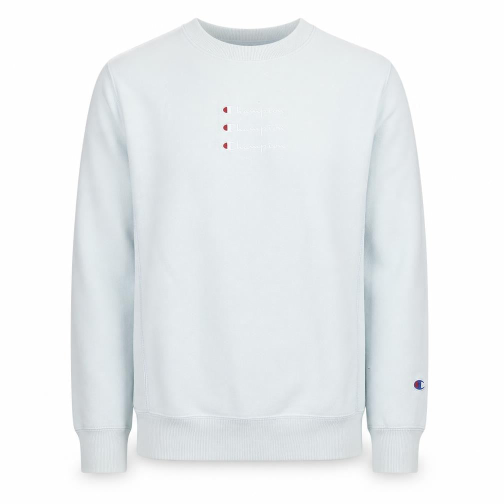 Champion Men's White Small Reverse Weave Pullover Sweatshirt