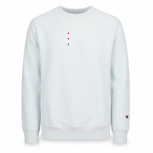 Front view of Champion Men's White Small Reverse Weave Pullover Sweatshirt